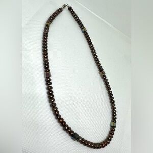 New! Real Pearls Brown Button Real Pearl Necklace 17 inch